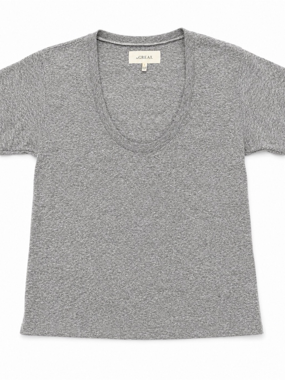 THE GREAT. Women's Short Sleeve Scoop Neck Tee in Heather Gray